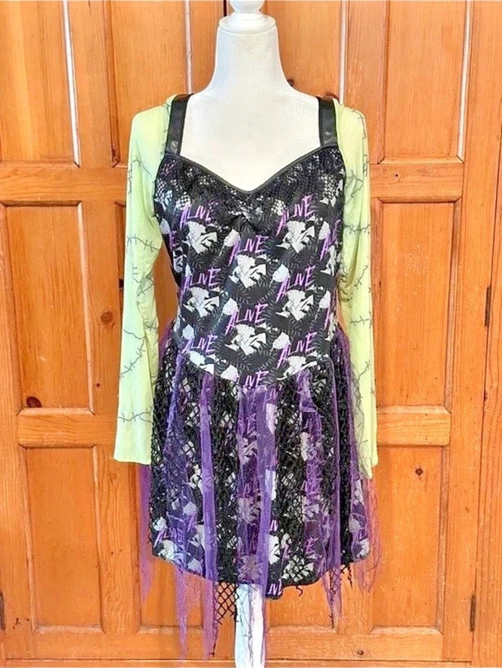 LIVING DEAD SOULS Frankenstein Mini Dress Black & Purple